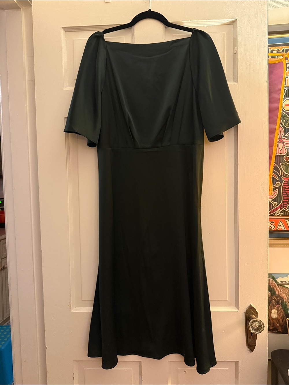 Banana Republic Deep Green Midi Dress with Short Sleeves
